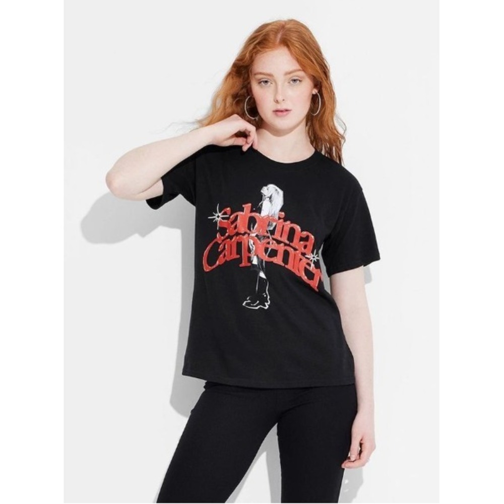 Sabrina Carpenter ‎ Women's Graphic T Shirt Black Size Medium Merch- NWT